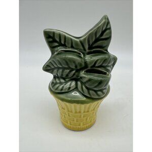 Vintage Ceramic Houseplant Flower Pot Measuring Spoon Holder Wall Pocket MCM